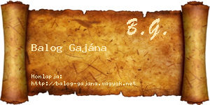 Balog Gajána névjegykártya